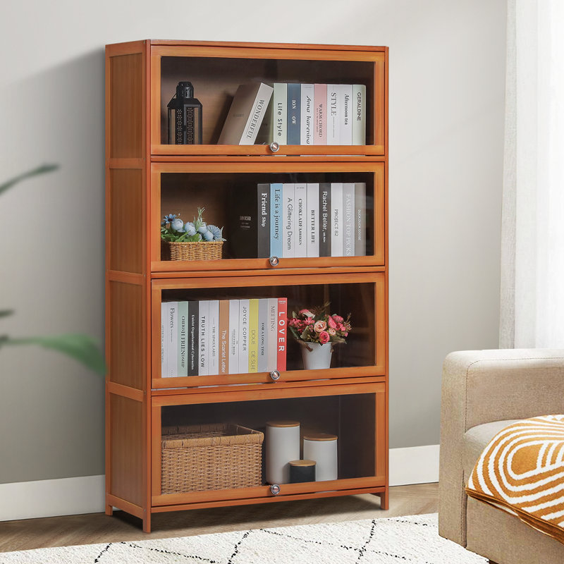 MoNiBloom Bamboo Standard Bookshelf, with Acrylic Transparent Door